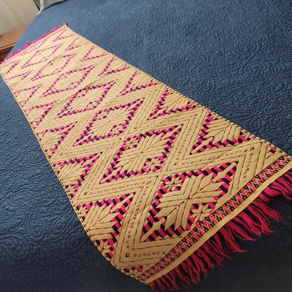 Handmade Multicolor Table Bed Console Dresser Runner Embroidery Geometric Linens - Picture 4 of 4